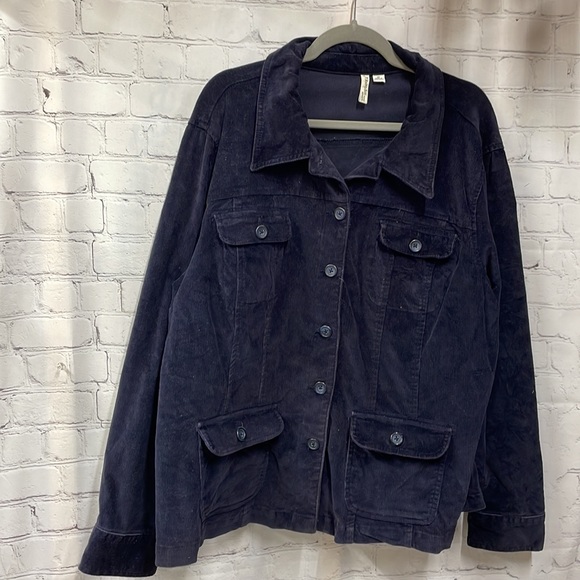 St. John’s Bay stretch Navy Corduroy Button up Jacket/Shacket size 2x - Picture 6 of 9